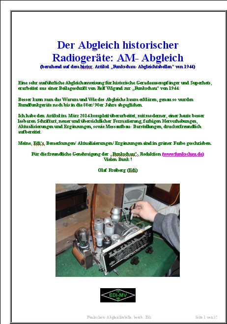 Dokumantation Abgleich historischer Radios- AM-Abgleich Dokumantation Abgleich historischer Radios- AM-Abgleich